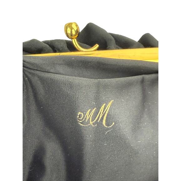 1950's MORRIS MOSKOWITZ MM black silk mini pouch purse clutch - Picture 3 of 4